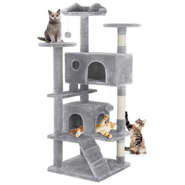 DUMOS 54-inch Indoor Cat Tree Tower –Multi-Level Pet House for