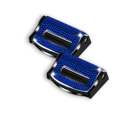 2 Pack Car Seat Belt Adjuster, Seat Belt Shoulder Neck Comfort Adjuster Clips, Bling Crystal Rhinestones Car Seat Belt Adjuster for Adults, Universal Vehicle Seat Belt Clips (Blue)