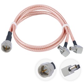 Vecys F Male to Dual TS9 Male Right Angle Connector RF Coax Cable F Type Jumper Cable 50 Ohm Low Loss F to Dual TS9 Connector Y Type RG316 11.8IN/30CM Pigtail Coaxial Cable