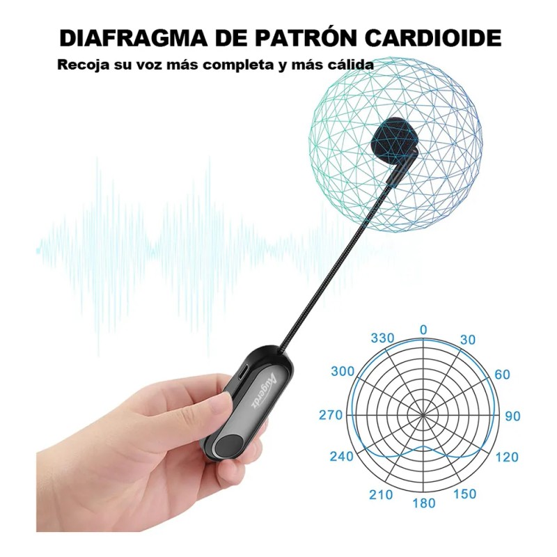 2.4g Micrófono Inalámbrico Augerdz Agm01 Tipo De Auricular Negro