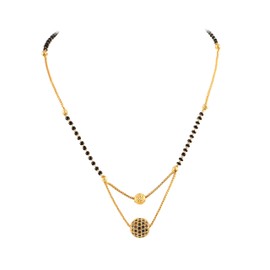 JewarHaat Indian Ad Cz Two-Tone Silver Gold-Plated CZ-Studded & Beaded Mangalsutra for Women, Small, Brass, Cubic Zirconia