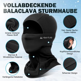 HIKENTURE Balaclava Winter Balaclava Men Women Windproof Balaclava Black Warm Ski Mask Motorcycle Bicycle Ski Mask Balaclava Face Hood for Outdoor Sports Skiing Snowboarding A1, black