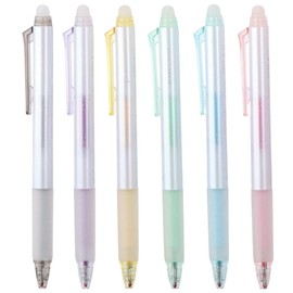 Risedot 6Pcs Retractable Erasable Gel Pens, 0.7mm Starry Sky Colored Pen, with Eraser Smooth Writing for Note
