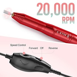 alle's Taladro Eléctrico de Uñas para Clavos de Gel Acrílico Dip Podwer, 20,000 Rpm Usb Efile E Lima de Uñas Lima Electrónica de Uñas Kit de Taladro d