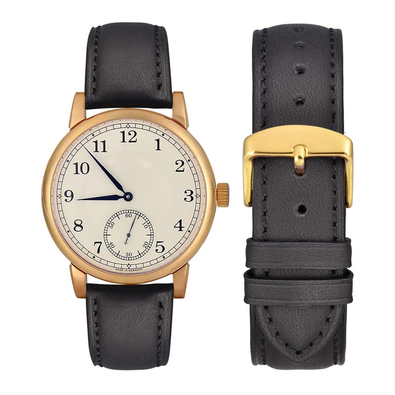 WOCCI 24 mm Replacement Vintage Genuine Leather Watch Band Black