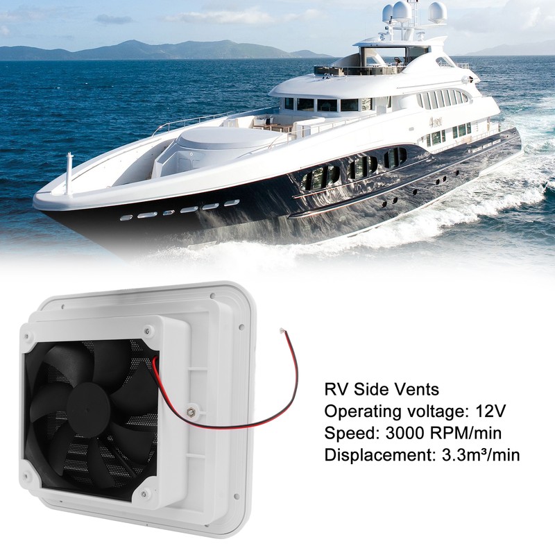 RV Side Vents 12V White Unidirectional Dustproof Strong Wind Cooling