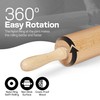 HelferX All-Purpose 17.6 Inch Beech Wood Non-Stick Rolling Pin -
