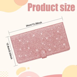 PACLVIO Car Registration and Insurance Holder, Leather Vehicle Card Document Glove Box Organizer, Universal Car Accessories Vehicle Glove Box Car Organizer for Document, License, Cards (Glitter Pink)