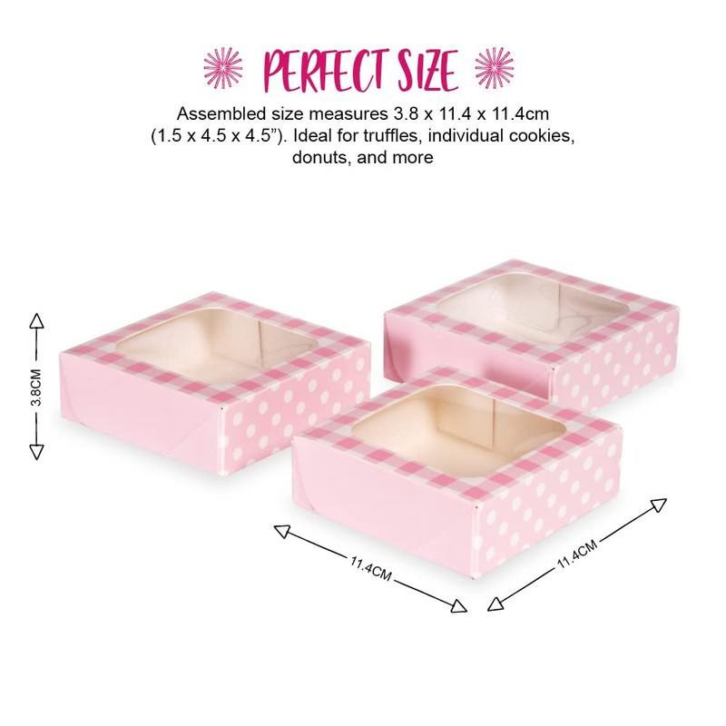 Anniversary House 3-pack Pink Treat Boxes, Gingham and Polka Dot