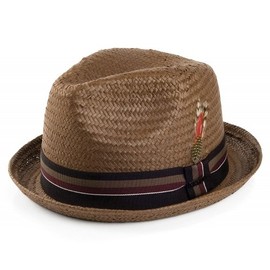 Jaxon Tribeca Toyo Straw Fedora Hat (Small, Brown)