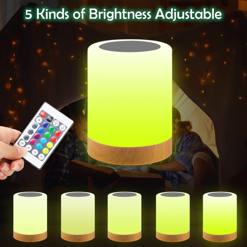 JOPHEK LED Bedside Lamp, Touch-Sensitive Night Light, 13 Colours, 3
