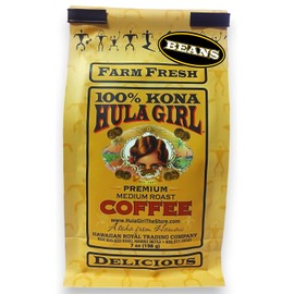Hula Girl Kona Coffee, Grown in Hawaii, Hand Picked, Sun Dried, Fresh Roasted and Packed in Hawaii for 30 years