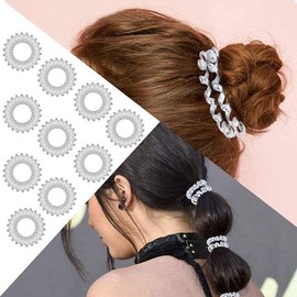 Hair Elastics Bobbles Hair Bands,Plastic Hair Coil Bands,Coil Hair Ties Spiral Ponytail Holder Plastic Hair Coil Bands for Women Girls (Spiral Clear Pack of 20)
