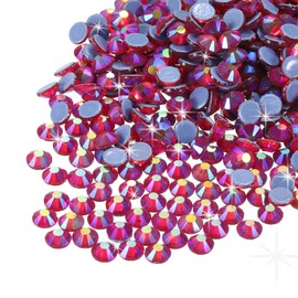 MECCANIXITY 2880 Pcs Hotfix Rhinestones Flatback Crystal Glass Gems Art Rhinestones for Craft Clothes DIY Decoration(SS10 2.9mm,Rose Red Color)