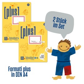Formati Plus S.500 A4 Exercise Book 20 Sheets 10mm Lined Pack of 2 100% Recycled Paper for Primary School