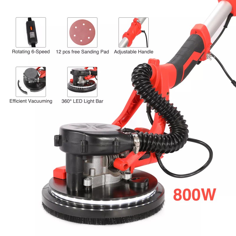 Preenex 9" Drywall Sander 850W Vacuum System 800-2000RPM Variable Speeds