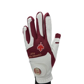 XEIRPRO Copper Tech Men's Golf Gloves, Patriotic Canada National Flag Pattern w/Ball Marker, Copper Infused Mens Golf Gloves Canada Themed (XX-Large, Worn ON Left Hand)