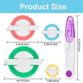 Rethan DIY Pompom Maker Kit, 4 Different Sizes Weaver Needle Craft Knitting Wool Plastic Tool Kit with Sewing Scissors, 4 Pcs Pom Pom Makers for DIY Knitting Craft, Pom Pom Knitting