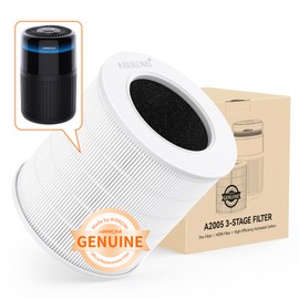 AIRROMI A2005 HEPA Air Purifier Replacement Filter, 3-In-1 Original Filter, Remove 99.97% of 0.3 Micron Particle 1 Pack White Activated Carbon 1Pack