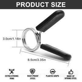 THETAG Dumbbell Bar Spring Clasp, Pack of 4 Spring Clasps, Spring Clip, 30 mm Spring Clip, Dumbbell Spring Clasps, Weight Lever Clamps for Dumbbells, Weightlifting, Dumbbell Attachment, Lock