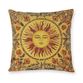 Vintage Boho Sun Design Throw Pillow Cover Home Decor, Mystic Sun Goddess Art Deco Pillowcase Cushion Cover for Bed Sofa Living Room, Indoor and Outdoor 18x18inch (Moon)