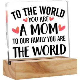 Mothers Day Gifts For Mum,Mothers Day Gifts From Daughter Son,Mum Birthday Gifts,Mummy Gifts,Desk Decor Acrylic Desk Plaque Sign With Wood Stand Home Office Desk Present,Mother'S Day Gift(MOM)