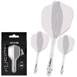 WINMAU Darts Fusion Integrated Flight & Shaft System - No.6 Shape & Design - Clear Colour, Short Length