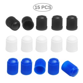 15 PCS WT/BK/Blue Tire Valve Stem Cap-TPMS Safe Anti-Rust for Schrader Valve 8V1-Compatible with Cruiser Bike Motorcycle Car SUV RV Truck Boat Trailer Golf Cart Jeep Mower Jogging Stroller ATV/UTV