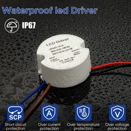 Karyoosi LED Transformer 12 V, Transformer 230 V to 12 V LED 15 W 1.25 A, Waterproof IP67 Round LED Transformer for LED Lighting Indoor and Outdoor Use