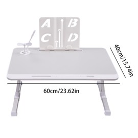 Bed Desk Table | Adjustable Laptop Holder for Bed - Folding Laptop Table with USB/Fan/Lighting/Drawer, for Reading, Writing, Eating