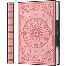 A5 Diary with Combination Lock and 180° Sleep Flat Made of Soft PU Leather with Embossed Zodiac Design - Ideal for Adults, Women, Men and Teens for Privacy - Pink