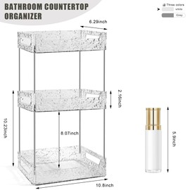 TENDER EPOCH 3-Tier Bathroom Counter Organizer Countertop Storage, Dresser Organizer Vanity Tray for Makeup, Perfume Organizer Cosmetics Skincare Shelf Organizer - Clear