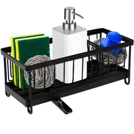 YMKWZ Kitchen Sponge Holder with Compartment Stainless Steel Kitchen Drainage Sink Caddy Organizer Dish Sponge Organizer with Removable Drip Tray Caddy Sink Brush Holder for Brush Countertop