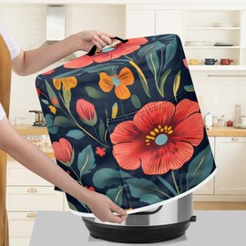 Kitchen Appliance Accessories Dust Cover for 3-6-8 Quart Instant Pot, Pressure Cooker, Air Fryer & Crock Pot,Decorative Appliance Dust Cover with Top Handle & Storage Pockets (Floral-5, 8 Quart)