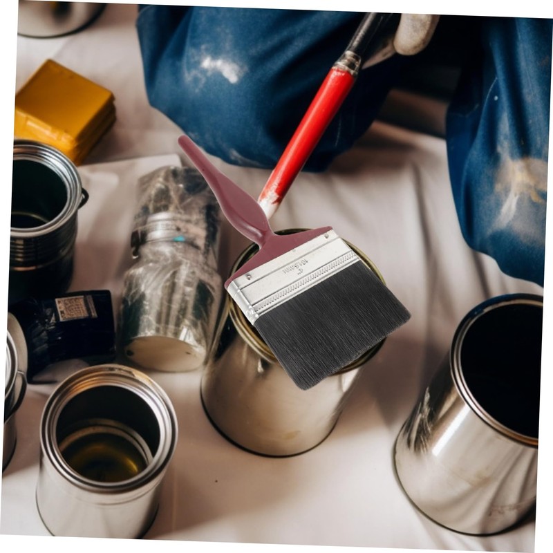 ORFOFE Paint Brush Red Handle Black Bristle Perfect for Wood