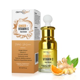 Dermaxgen Ginger Vitamin C Serum for Face – Organic Facial Serum with Hyaluronic Acid & Turmeric Root | Hydrating Moisturizer for Dull, Dry Skin – Reduces Acne, Wrinkles & Hyperpigmentation - 1FL OZ