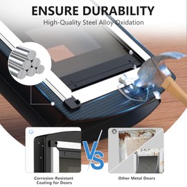 Sammak Large Dog Door for Interior and Exterior Door. Dog Door with Steel Frame and Telescoping Tunnel, Strong Magnetic Stripes Flaps, Ensure Durability Dog Door (Pets Up to 90LB)-Large.