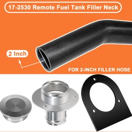 17-2530 Remote Fuel Tank Filler Neck & Billet Aluminum Gas Cap & Weld-On Steel Mount Bracket suitable for 2 inch Filler Hose Connection,2" Remote Filler Neck