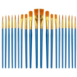 20 PCS Paint Brush Set, Nylon Hair Paint Brushes, Different Sizes, for Acrylic Oil Watercolor Gouache Painting Face Paint Brushes for Children and Adults, Blue