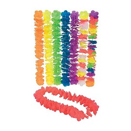 Fun Express - Neon Assorted Color Standard Lei Assortm for Party - Apparel Accessories - Luauwear - Leis - Party - 12 Pieces