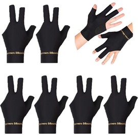 TOPDANCHUANG Anti Slip Billiard Glove 3 Fingers Show Gloves Left Hand Snooker Glove Billiard Accessories Fits on Left Hand for Men Women (Black, 8)