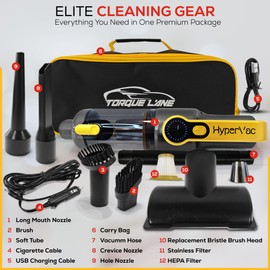 HyperVac 2-in-1 Corded & Cordless Car Vacuum + Blower | 18500Pa Suction, Flexible Hose, Pet Brush & More | XL Battery, USB-C Fast Charge | Handheld for Home, Office, Auto Detailing, Pets (2025 Model)