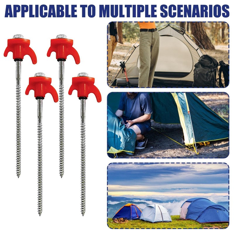 Tent Stakes, Camping Lawn Stakes, Screw Thread Canopy Stakes, 7.9