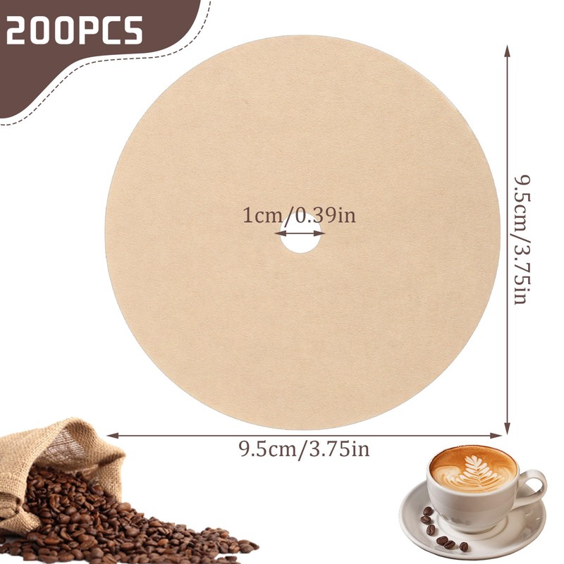 200 Count Percolator Coffee Filters, 3.75 Inch Natural Unbleached Disposable