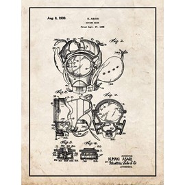 Diving Mask Patent Print Old Look with Border (24" x 36") M13157