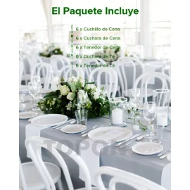 Juego De Cubiertos De Acero Inoxidable de Cocina, TOPON 30 Piezas Cucharas y Tenedores Colore Plata