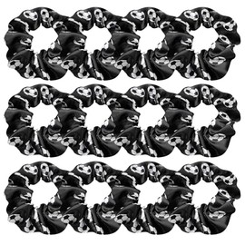 12 Pcs Shiny Soccer Hair Scrunchies Cheer Soccer Uniforms Scrunchie School Performance/Sports/Practice/Party/Gymnastics Scrunchie Ponytail Holder Wrist for Girls Cosplay Show (Black)