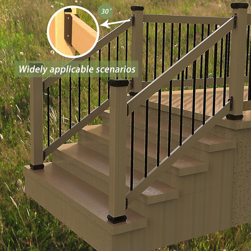 2 Pair 30°Stairs Railing Stainless Steel Deck Bracket Connector for