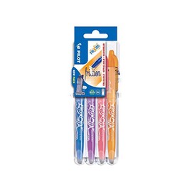 Pilot Frixion Rollerball 0.7mm Set to Go Pack of 4- Sky Blue/Purple/Coral Pink/Apricot Orange