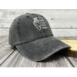 Shenbors Men & Women's Embroidered Baseball Hats, Just a Girl Who Loves Horses (Washed Black), One Size